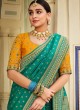 Wedding Wear Saree Green And Yellow Color